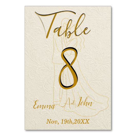 ウェディングエレガントレセプション用高級テーブルカード テーブルナンバー (正面)