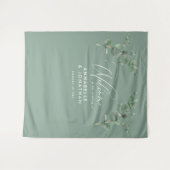 ウェディングエレガント ウェルカム ユーカリ ボタニカル セージ タペストリー (正面(横))