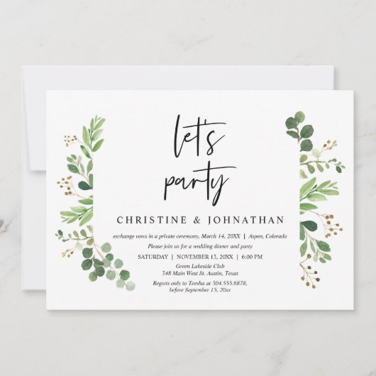 ウェディングエロープメントのお祝いパーティーしよう 招待状 (正面)