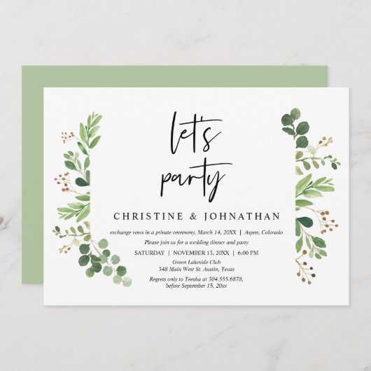 ウェディングエロープメントのお祝いパーティーしよう 招待状 (正面/裏面)