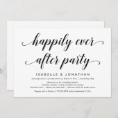 ウェディングエロープメント、エレガントでクラシックなブラックスクリプト 招待状 (正面/裏面)