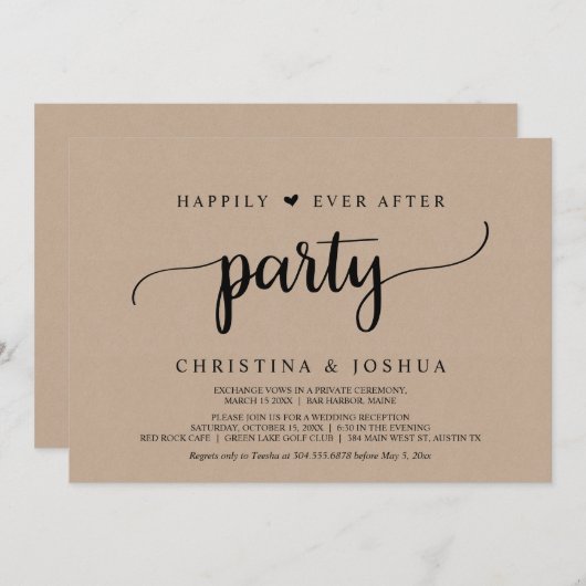 ウェディングエロープメント ハッピーエバーアフターパーティー クラフト 招待状 (正面/裏面)