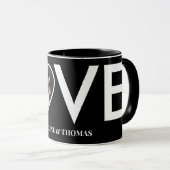 ウェディングエンゲージメントオーダーメイドフォトブラックハートフレーム マグカップ (正面右)