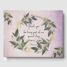 ウェディングオリーブリースのパーソナライズされたゲストブック ゲストブック