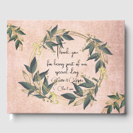 ウェディングオリーブリースのパーソナライズされたゲストブック ゲストブック