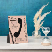 ウェディングオーディオゲストブックサイン ブラックフォン オン ピンク フォトプラーク (側面)