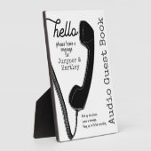 ウェディングオーディオゲストブック ブラック電話受話器看板 フォトプラーク (側面)