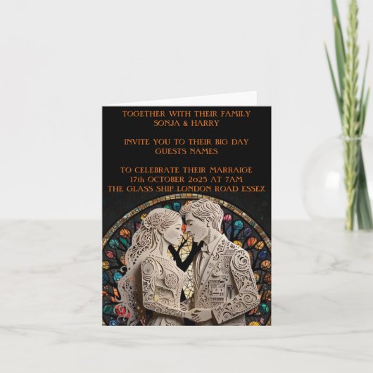 ウェディングカップルのオーダーメイド 案内状 (正面)