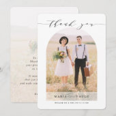 ウェディングカップルの写真 現代的なアーチオーバーレイにお礼 招待状 (正面/裏面)