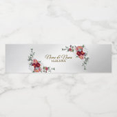 ウェディングカラフルパーティレッドフローラシルバーエレガント ペットボトルラベル (シングルラベル)