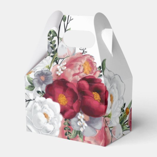ウェディングカラフルパーティーレッドホワイトフローラシルバー フェイバーボックス (裏面サイド)
