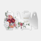 ウェディングカラフルパーティーレッドホワイトフローラシルバー フェイバーボックス (折り畳みなし)