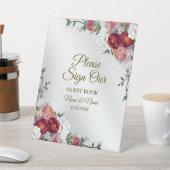 ウェディングカラフルパーティーレッドホワイトフローラシルバー 台座サイン (インサイチュ)