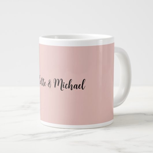 ウェディングカリグラフィー エレガント ローズゴールド プレーン ネーム ジャンボコーヒーマグカップ (正面右)