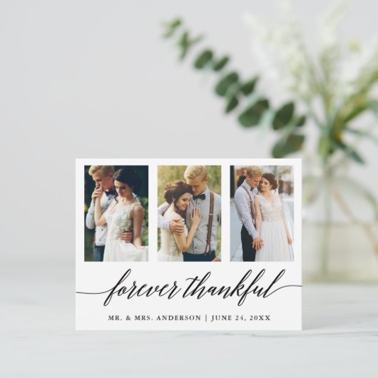 ウェディングカリグラフィー 永遠に感謝 3枚の写真 ポストカード (スタンド正面)