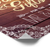 ウェディングカードギフトサインウッドフローラストリングライト ポスター (角)