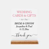 ウェディングカードギフトバラピンクホワイト アクリルサイン (正面)