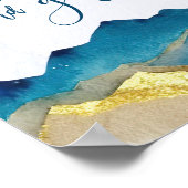 ウェディングカードギフト水色ブルー金ゴールド山 ポスター (角)