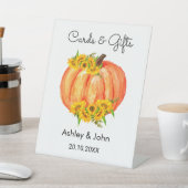 ウェディングカードギフト秋オレンジカボチャ 台座サイン (インサイチュ)