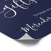 ウェディングカードモダンギフト書道ネイビーブルー ポスター (角)