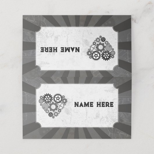 ウェディングカード名Steampunkの結婚ハートCogs プレイスカード (外部開封)