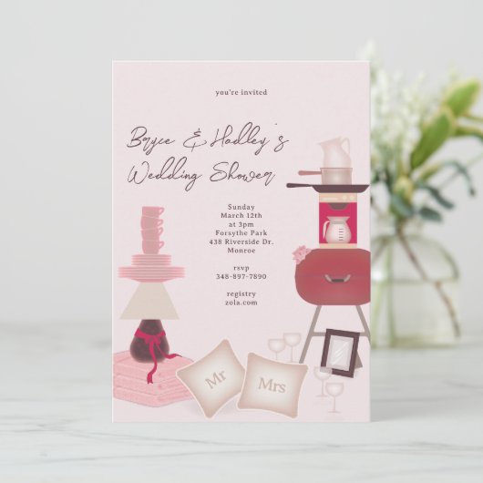 ウェディングギフトシャワー招待状 招待状 (スタンド正面)