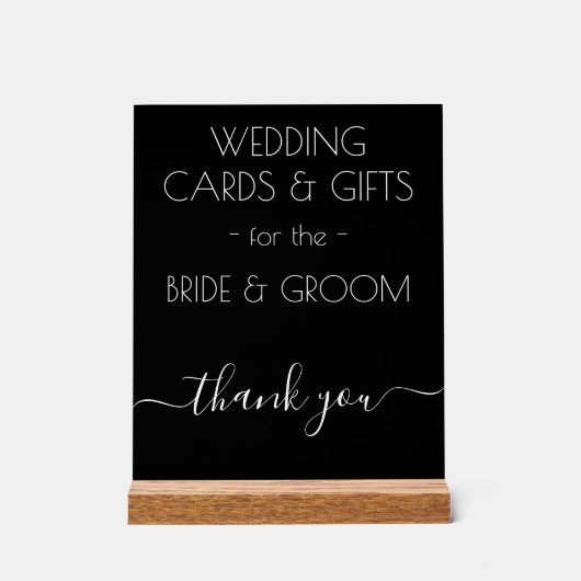 ウェディングギフトフォーマル白黒タイポグラフィ アクリルサイン (正面)