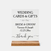 ウェディングギフト白い黒い名澄ん前 アクリルサイン (正面)