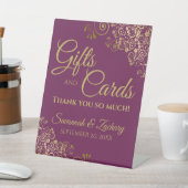 ウェディングギフト&カードありがとうマゼンタ&金ゴールド 台座サイン (インサイチュ)