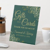 ウェディングギフト&カードサンキューエメラルド&金ゴールド 台座サイン (インサイチュ)