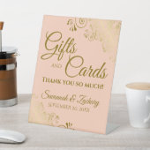 ウェディングギフト&カードサンキューコーラルピーチ&金ゴールド 台座サイン (インサイチュ)