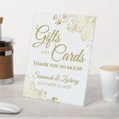 ウェディングギフト&カードサンキュー金ゴールド&ホワイト 台座サイン (インサイチュ)
