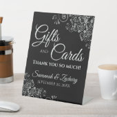 ウェディングギフト&カードレースのようシルバーフリルをブラック 台座サイン (インサイチュ)