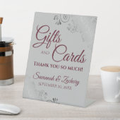 ウェディングギフト&カードレースのようシルバーブルゴーニュON GRAY 台座サイン (インサイチュ)