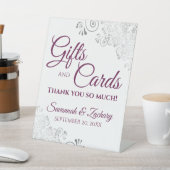 ウェディングギフト&カーレースのようド白にマゼンタ銀 台座サイン (インサイチュ)