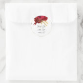 ウェディングギフト サンクスステッカー 結婚式 16歳の誕生日 赤 白 ラウンドシール (バッグ)