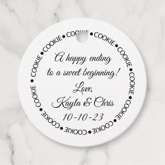 ウェディングクッキータグ、スイートエンディングタグ フェイバータグ (正面)