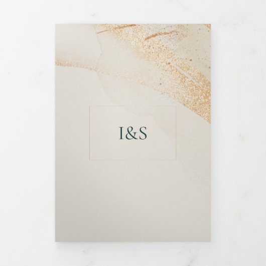 ウェディングクリームオールインワンセット エメラルドグリーンローズ 三つ折り招待状 (カバー)