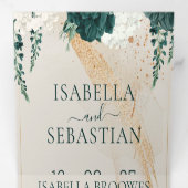 ウェディングクリーム エメラルドグリーン ローズ フラワープラン 三つ折り招待状 (内部最初)