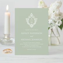 ウェディングクレスト　セージグリーン　ヴィンテージ　エレガント　モノグラム