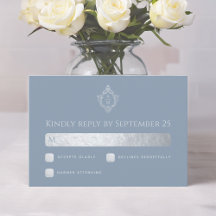 ウェディングクレスト ダスティーブルー モノグラム 偽シルバーフォイル