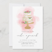 ウェディングケーキとパンチのレセプション 水彩 招待状 (正面)