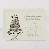 ウェディングケーキのモノグラム / ウェディング 招待状 (正面/裏面)