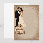 ウェディングケーキの記念日 招待状 (正面/裏面)