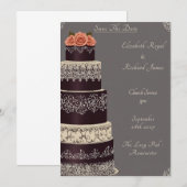 ウェディングケーキの記念日 招待状 (正面/裏面)