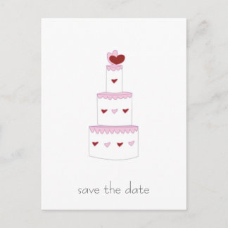 ウェディングケーキの「Save the Date」ポストカード 案内ポストカード