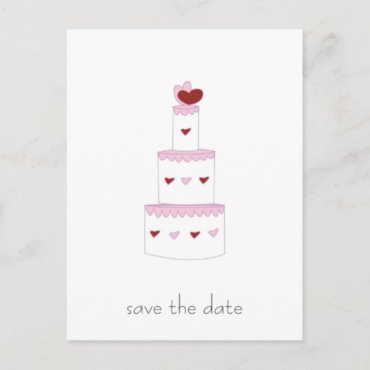 ウェディングケーキの「Save the Date」ポストカード 案内ポストカード (正面)