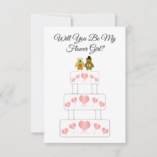 ウェディングケーキデザイン フラワーガール ウェディング 招待状 (正面)