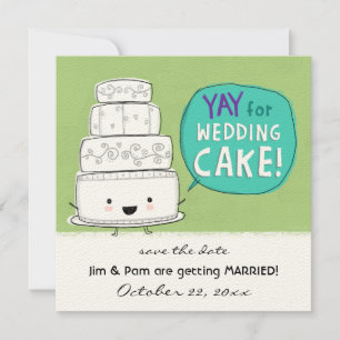 ウェディングケーキ万歳! 面白い結婚発表 セーブザデート