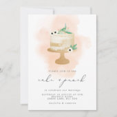 ウェディングケーキ＆パンチのレセプション 水彩 招待状 (正面)